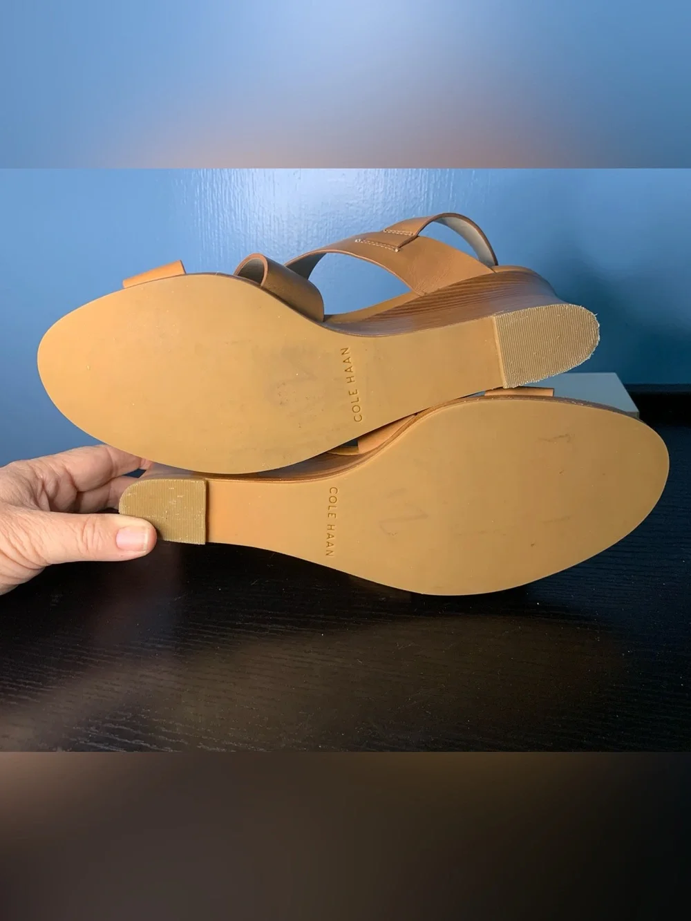 Cole Haan Tan Leather Crisscross Strap Slingback Sandals